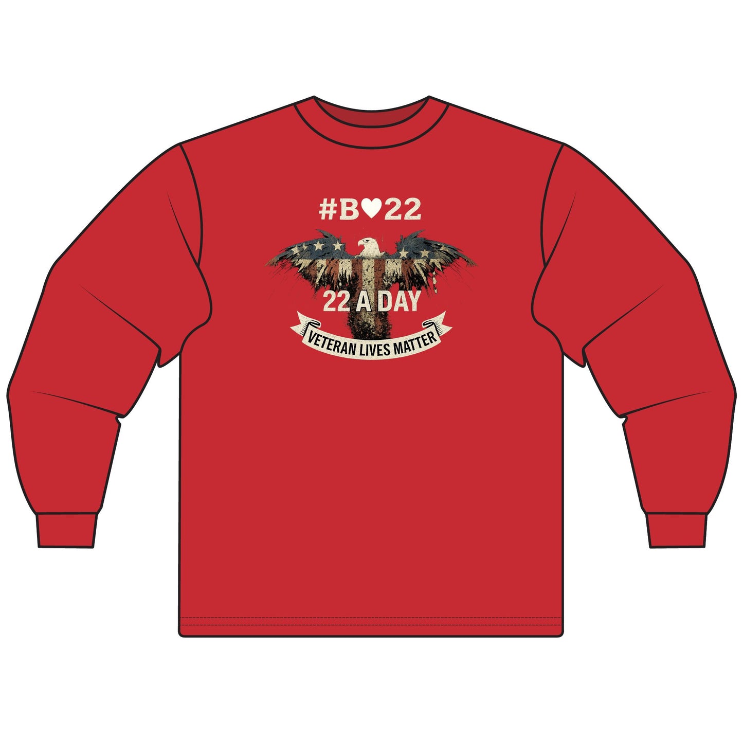 #B🤍22 Veteran Lives Matter Long Sleeve T-Shirt, Unisex Tee, Patriotic Shirt, Gift for Veterans, Awareness Apparel, Comfortable Casual Wear