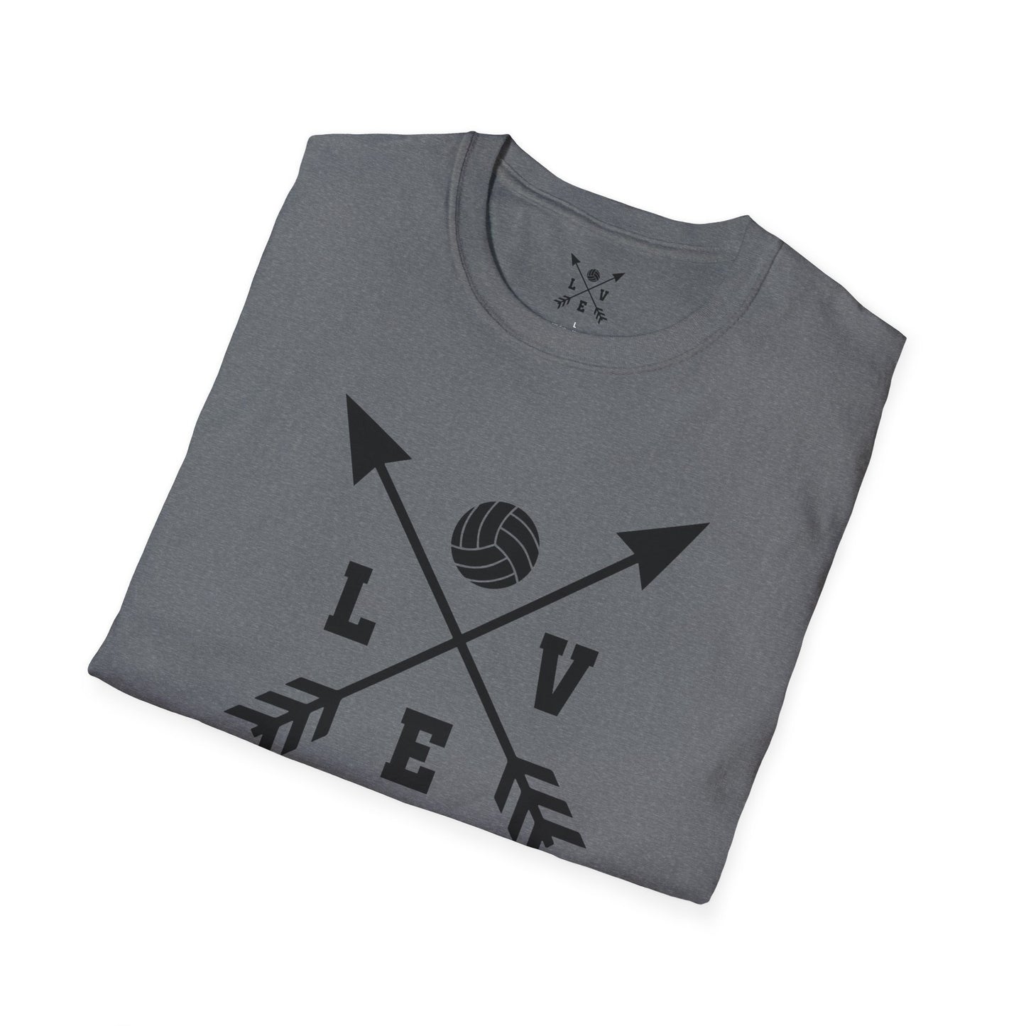 Love Volleyball Unisex T-Shirt | Sporty Tee, Gift for Athletes, Casual Wear, Heart and Arrow Design, Game Day Shirt