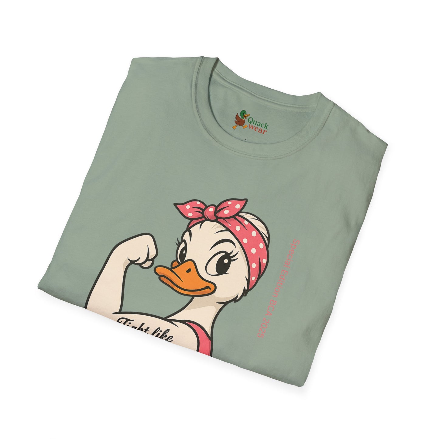 Breast Cancer Awareness Fight Like a Girl Duck T-Shirt, Rosie the Riveter Duck Empowerment Tee, Gift for Her, Feminist Apparel, Cute Graphic