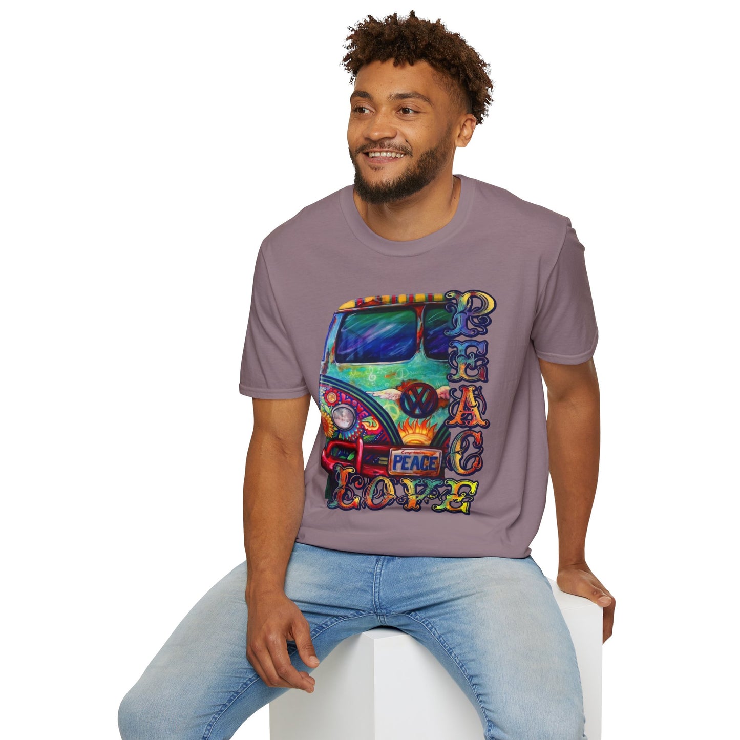 VW Groovy Peace & Love Retro Festival Shirt Tie-Dye T-Shirt