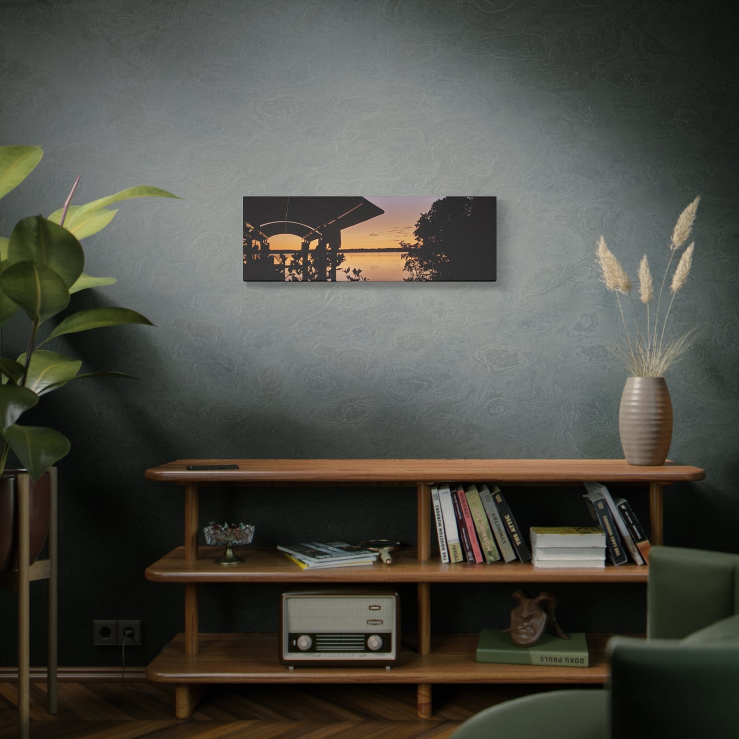 Serene and Vibrant Sunset on the River - Canvas Wal Art