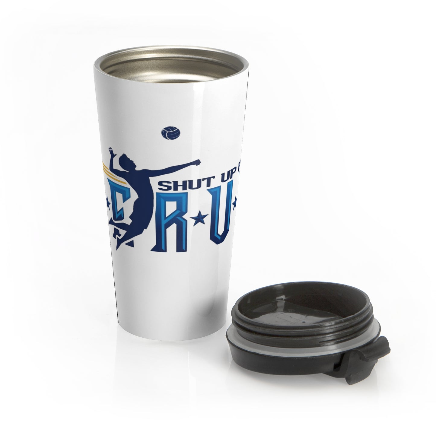Uptime Sporty Motivational Travel Mug - Shut Up and Serve, Volleyball Mug, Fitness Gift, Workout Accessories, Sports Drink Container