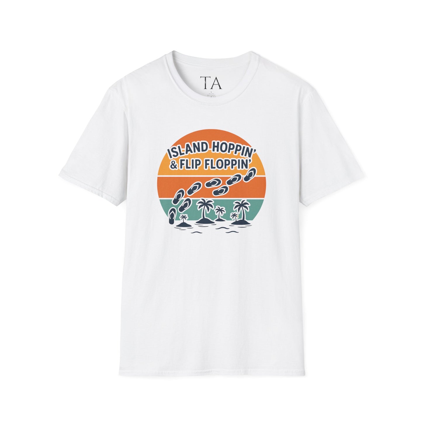 Island Hoppin' Flip Floppin' Unisex Softstyle T-Shirt, Beach T-Shirt, Vacation Apparel, Summer Wear, Casual T-Shirt, Graphic Tee