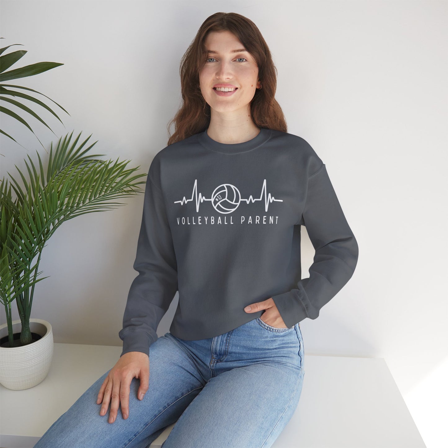 Volleyball Heartbeat Crewneck Sweatshirt #13, Quality Sweatshirt, Parent Gift, Volleyball Fan Apparel, Sports Lover Top