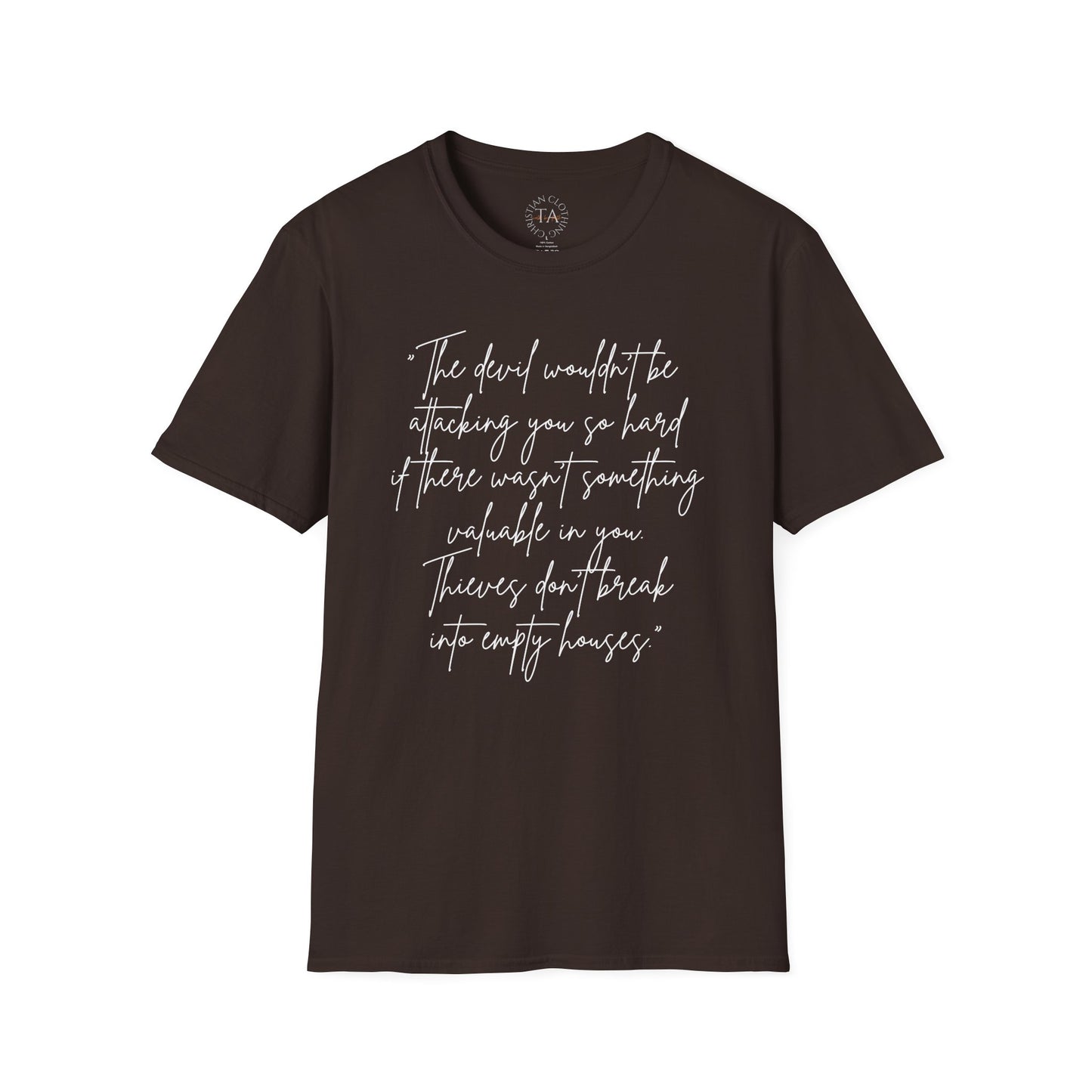 Faith Inspired - The Devil Wouldn't be Attacking - Unisex Softstyle T-Shirt - Part of proceeds go to help families in need