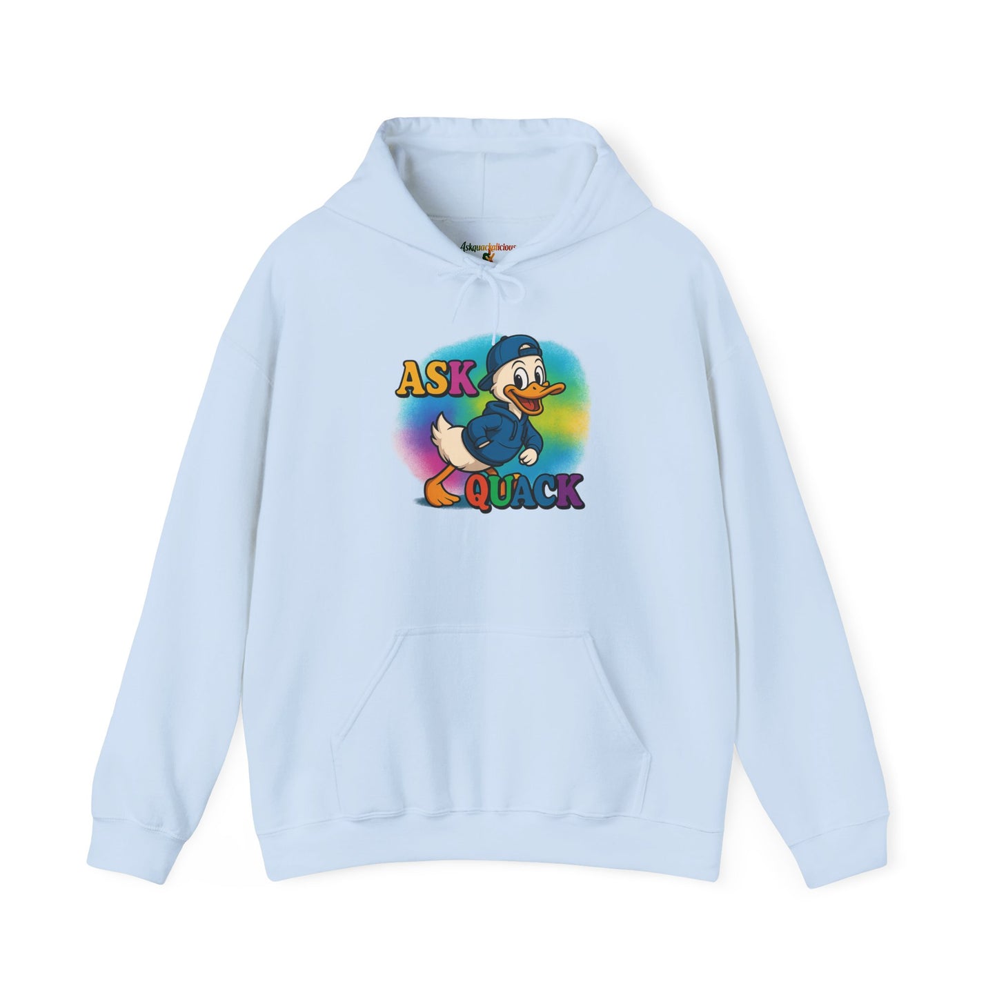 Askquack Male Duck Unisex Hoodie, Quirky Duck Design Sweatshirt, Novelty Animal Jumper, Humorous Duck Apparel, Unique Hooded Top