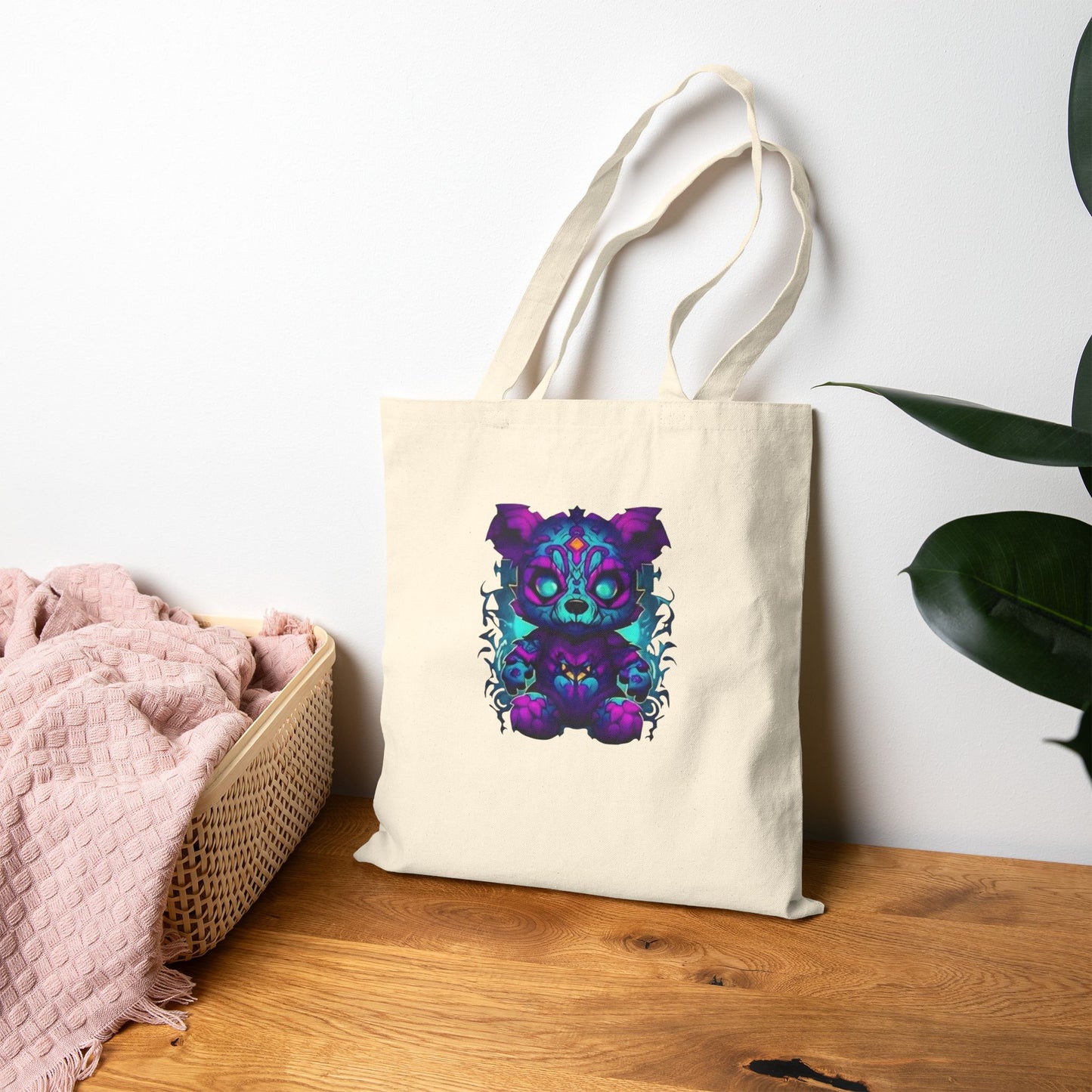 Cotton Canvas Colorful Koala Tote Bag
