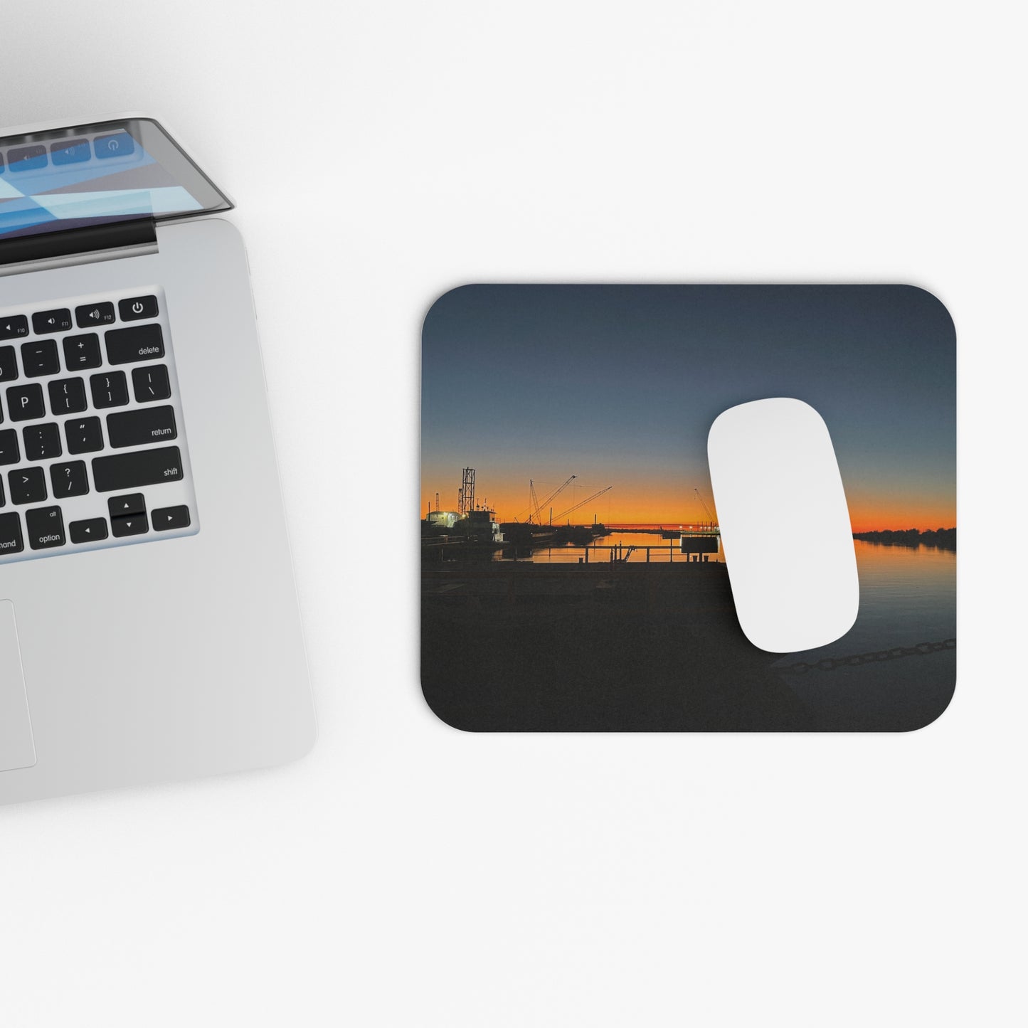 Sunset Harbor Mouse Pad — Calm Waterfront Desk Mat