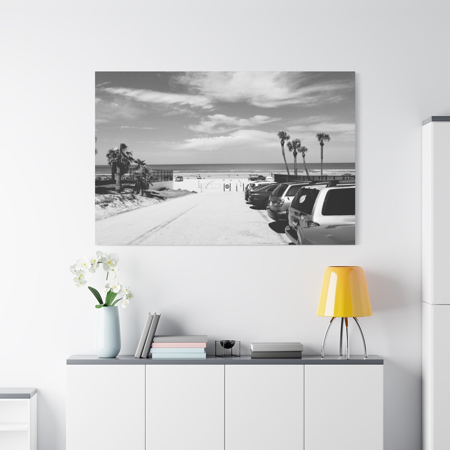 Serene Black & White Beach Vibes - Canvas Art