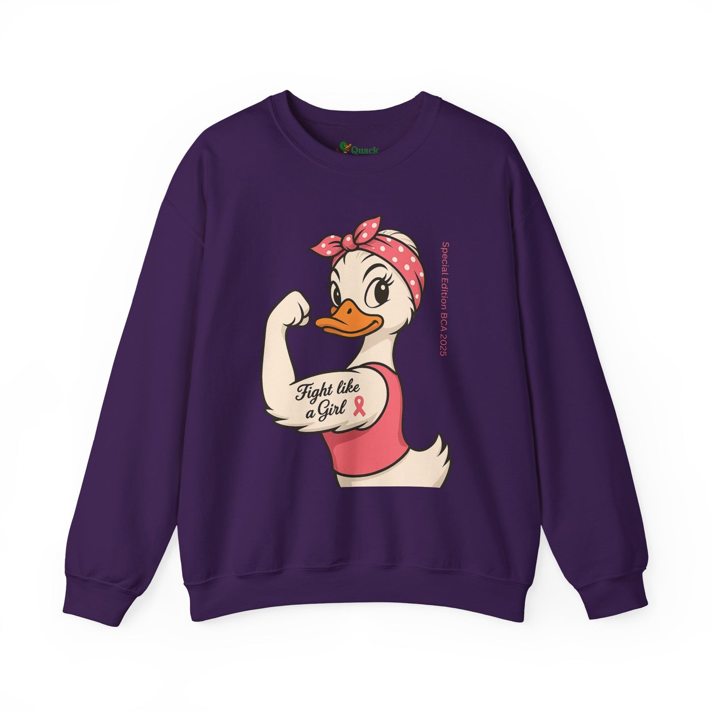 Breast Cancer Awareness Fight Like a Girl Duck Sweatshirt - Unisex Crewneck, Roxie the Riveter Empowerment, Gift for Her, Feminist Apparel,