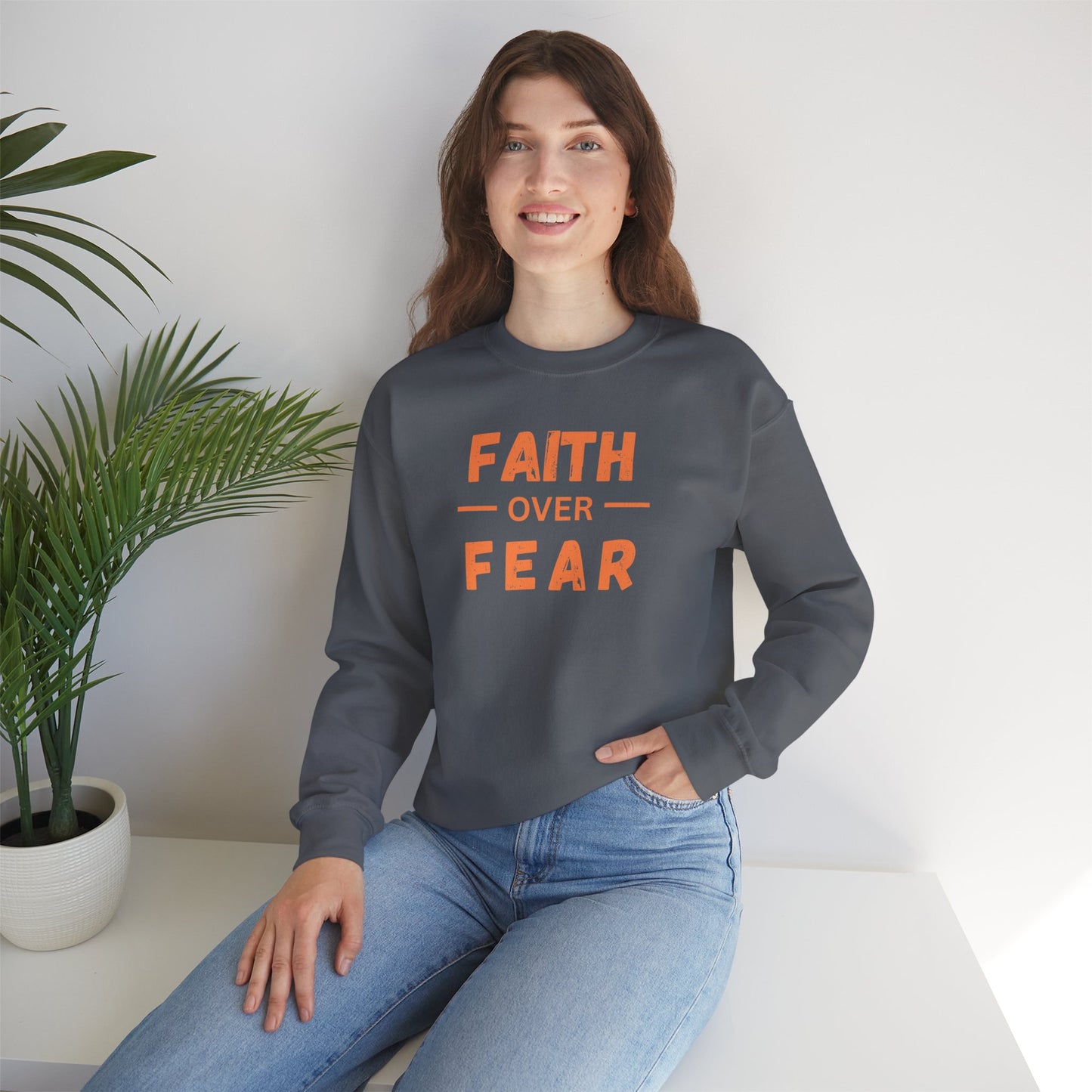 Faith Inspired Faith over Fear Crewneck Sweatshirt -Customizable