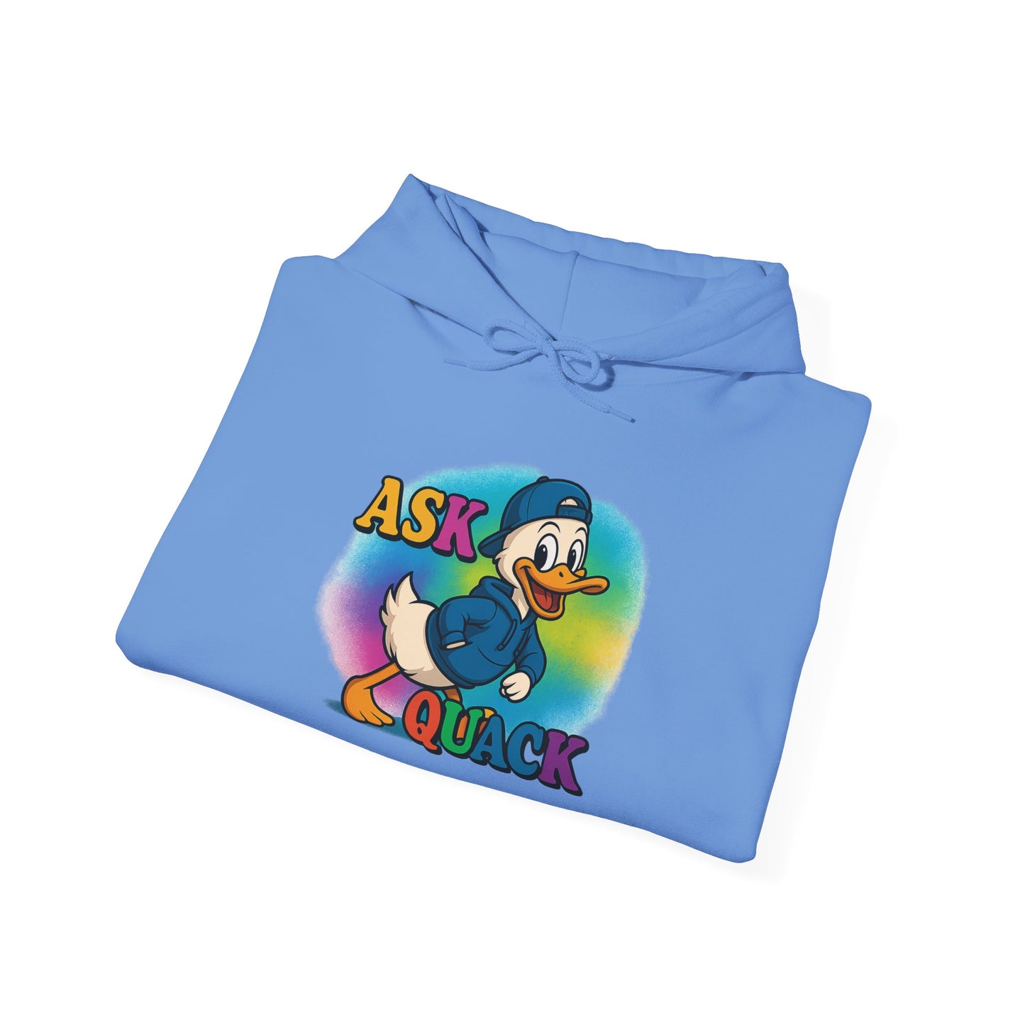 Askquack Male Duck Unisex Hoodie, Quirky Duck Design Sweatshirt, Novelty Animal Jumper, Humorous Duck Apparel, Unique Hooded Top