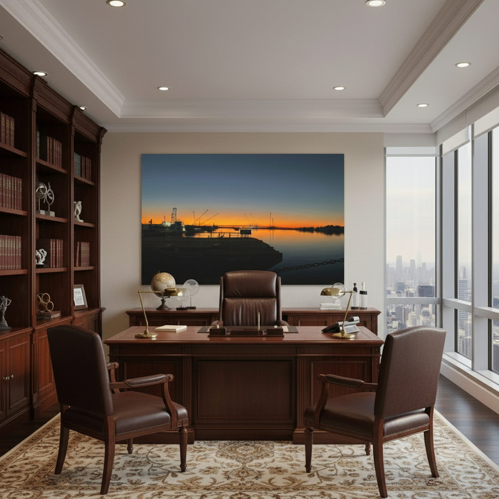 Sunset Harbor Canvas Wall Art — Stretched Canvas Print