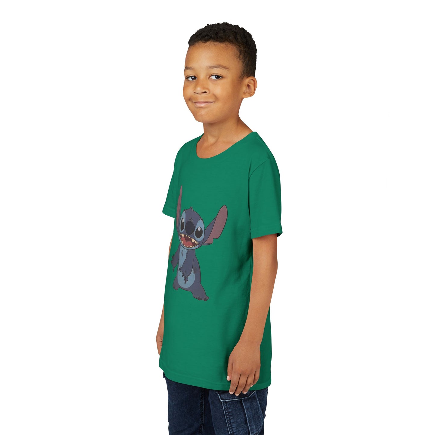 Kids Short Sleeve Tee with Stitch, Cute Kids Tee, Fun Gift for Boys & Girls, Birthday Gift, Summer Wear, Kids' Fashion