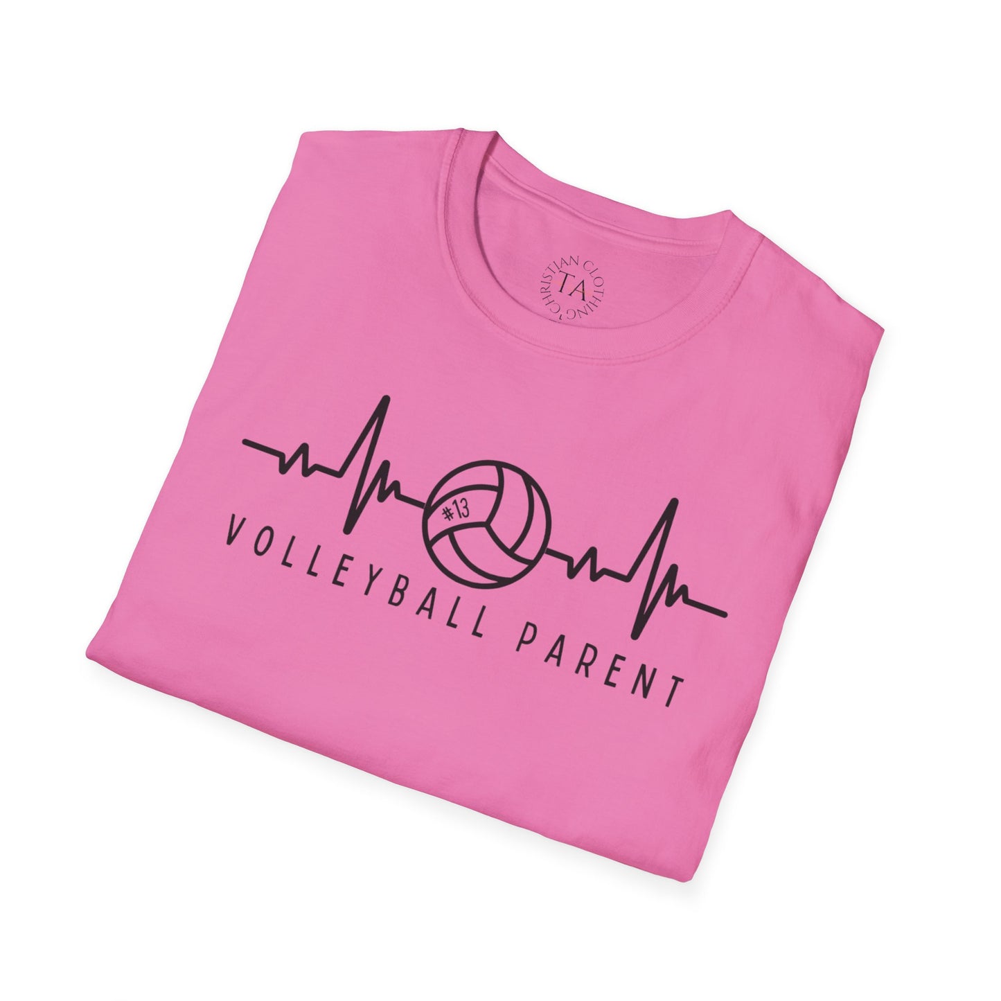 Volleyball Parent Heartbeat T-Shirt Soft Cotton Tee Customizable for Sports Enthusiasts, Gifts for Moms & Dads, Team Spirit Apparel, Athletic Wear