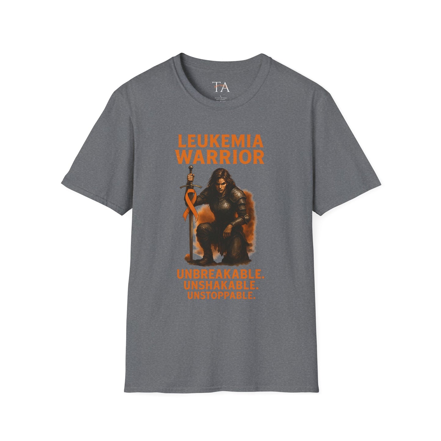 Leukemia Warrior T-Shirt - Unisex Softstyle Tee - Unbreakable, Unshakable, Unstoppable