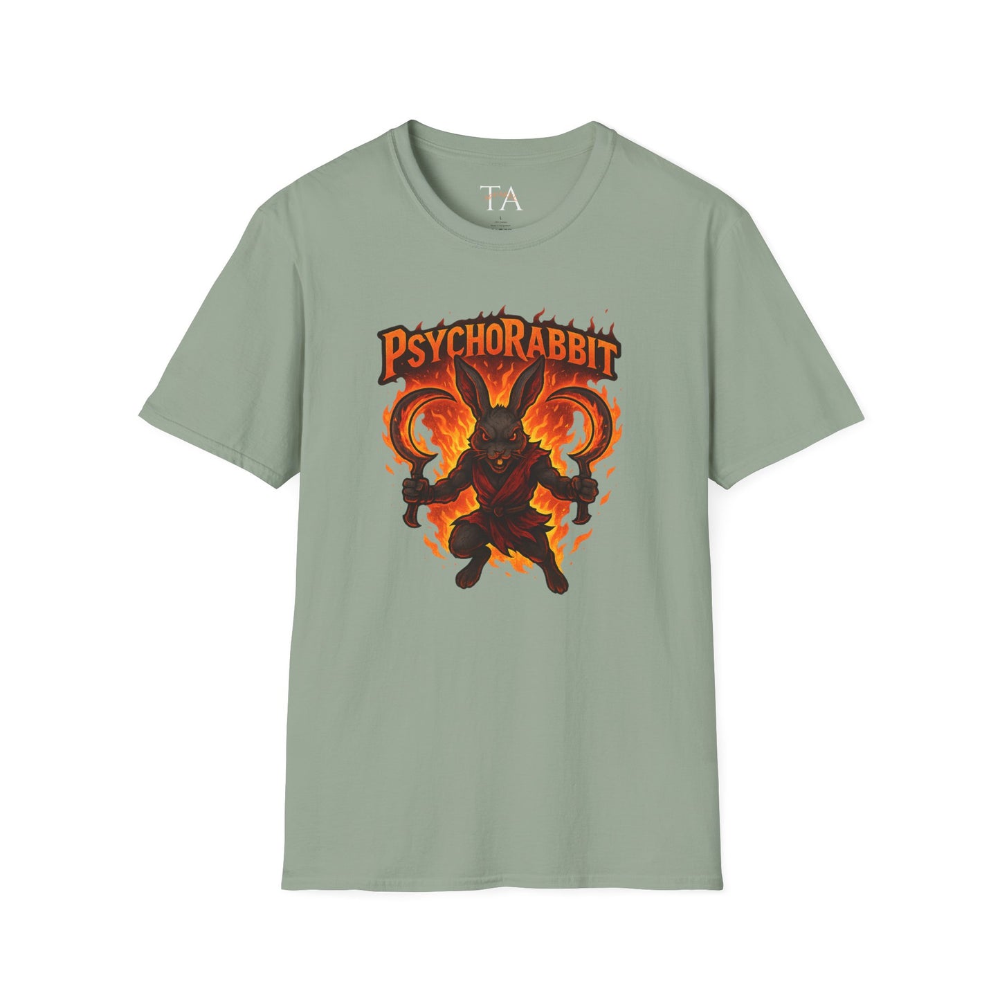 Psychorabbit Graphic Tee | Unisex Softstyle T-Shirt for Anime Fans and Gamers
