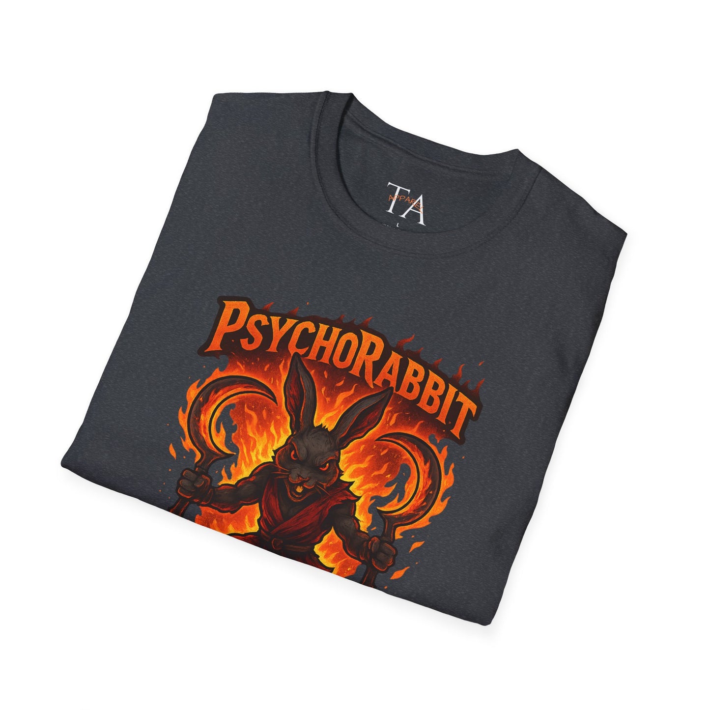 Psychorabbit Graphic Tee | Unisex Softstyle T-Shirt for Anime Fans and Gamers