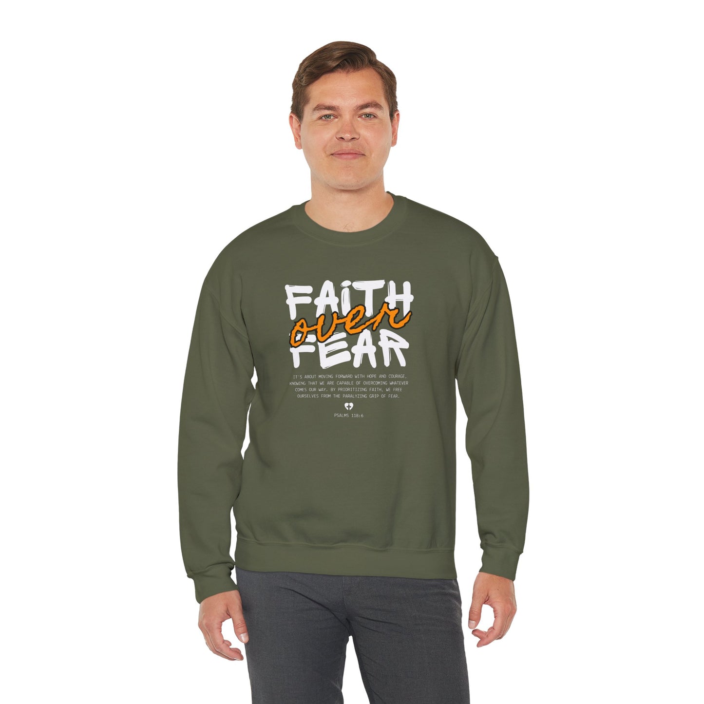 Faith Inspired Faith Over Fear Christian Sweatshirt, Inspirational Religious Apparel, Quality Design by My Son, Unisex Crewneck Jumper, Religious Gift,
