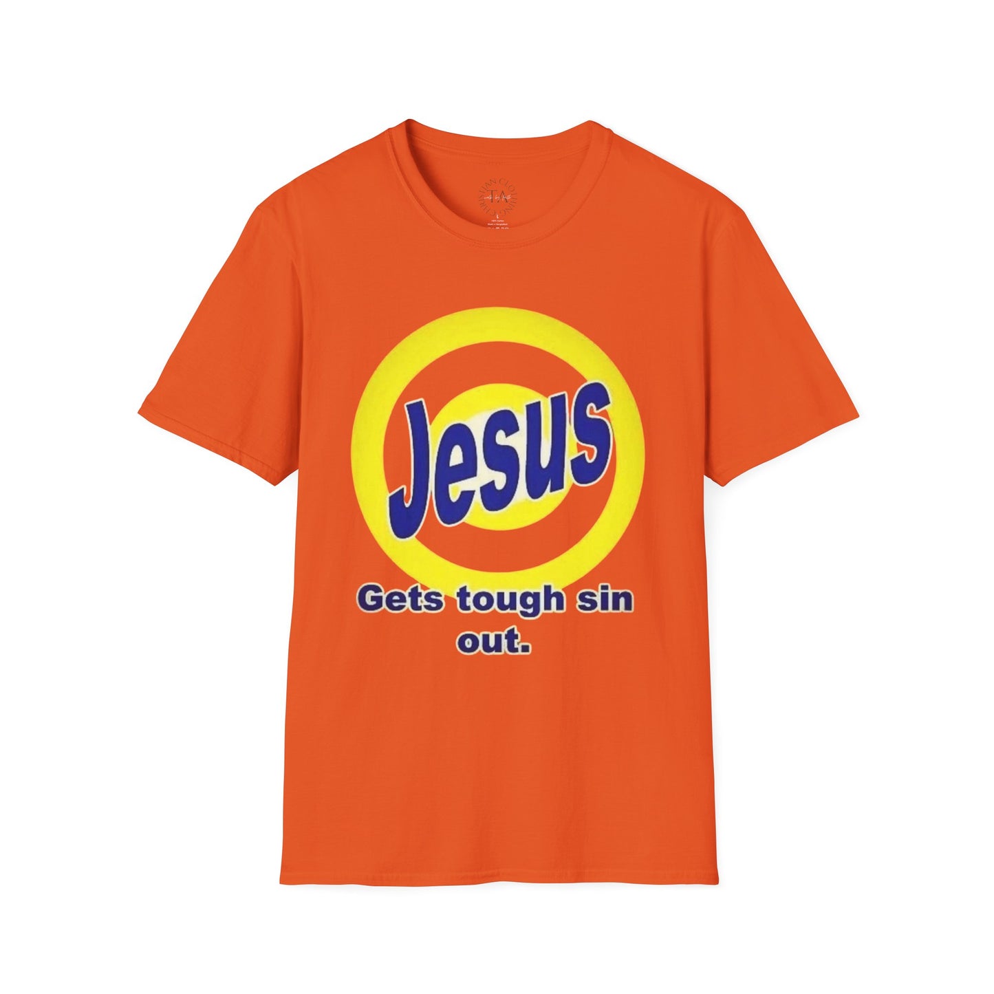 Faith Inspired - Jesus Gets Tough Stains Out Softstyle T-Shirt - Faith-Based Apparel, Christian Gift, Casual Wear, Bible Quote Tee, Unique Religious Shirt