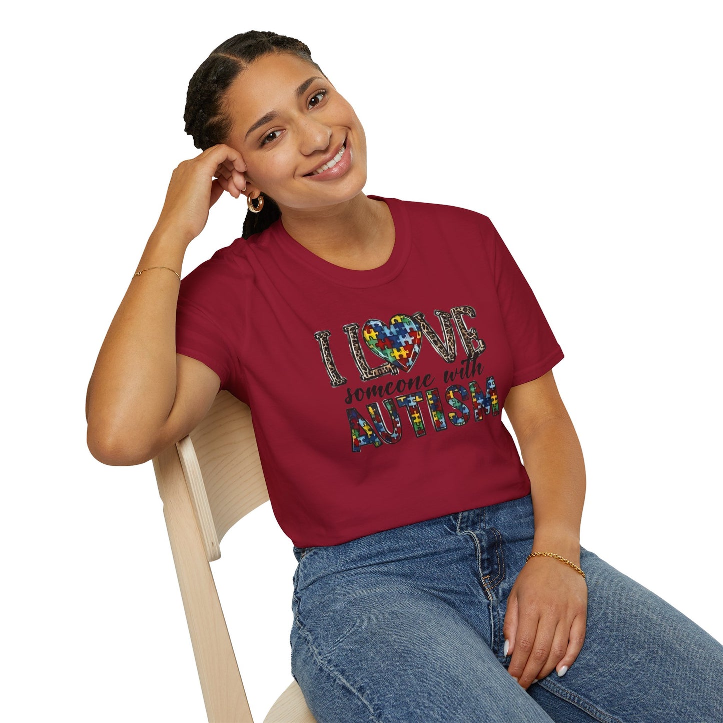 Autism Awareness Unisex T-Shirt - I Love Someone with Autism Design