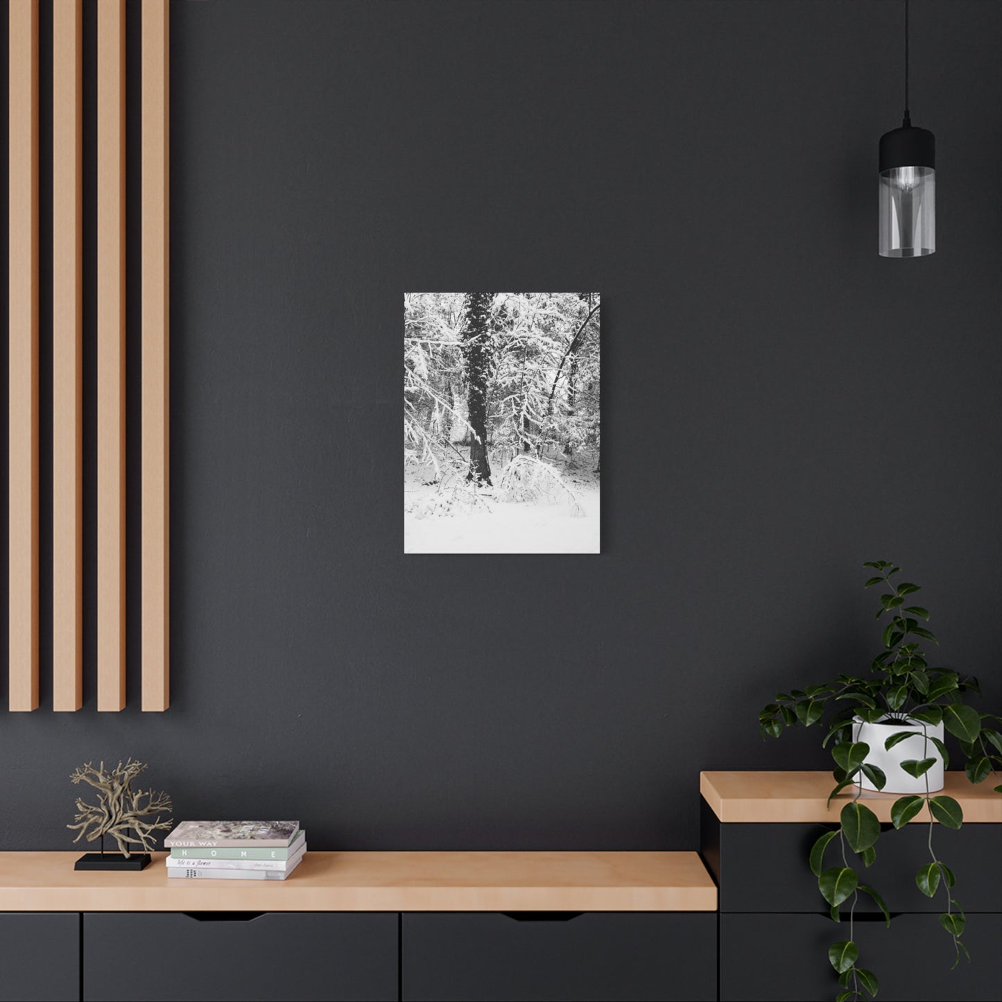 Serene Winter Wonderland in the Woods - Canvas Wall Art