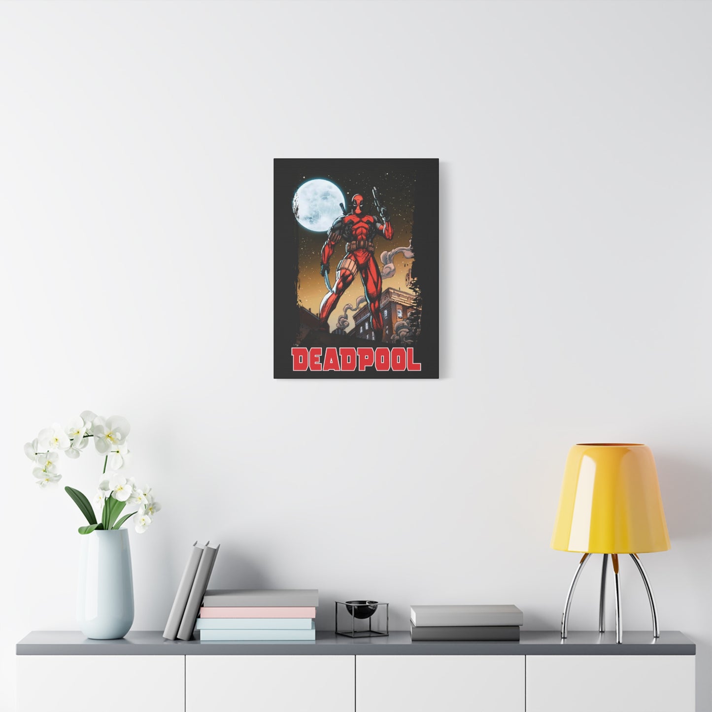 Comic Book Moonlight Rooftop Wall Art - Matte Canvas, Stretched, 1.25"