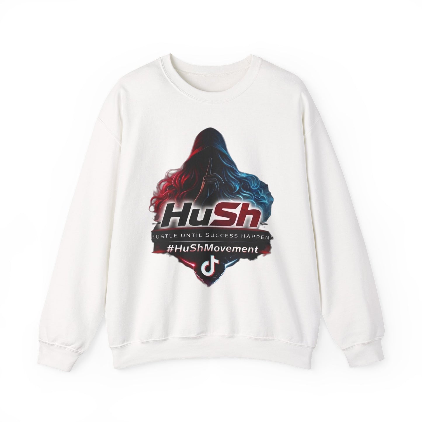 #HuSh Movement feminine Logo Crewneck Sweatshirt | TikTok Inspired Hooded Silhouette