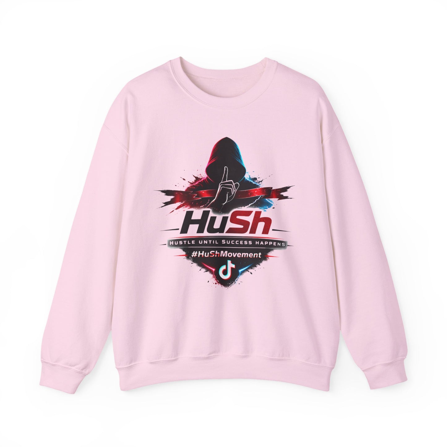 #HuSh Unisex Heavy Blend™ Crewneck Sweatshirt  | Hustle Until Success Happens, #HuShMovement TikTok Logo