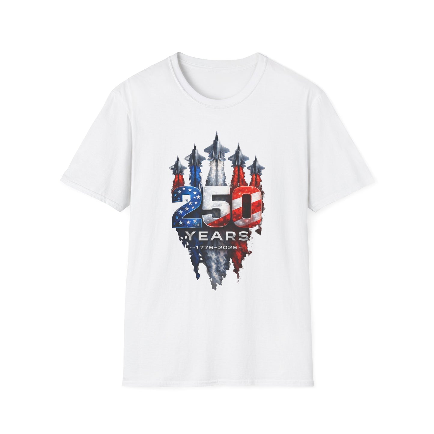 25th Anniversary USA T-Shirt — Patriotic Jet Formation USA Flag Design