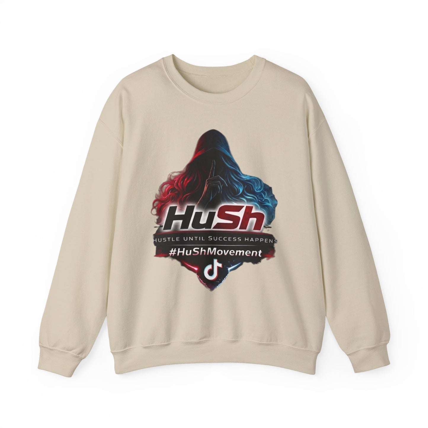 #HuSh Movement feminine Logo Crewneck Sweatshirt | TikTok Inspired Hooded Silhouette