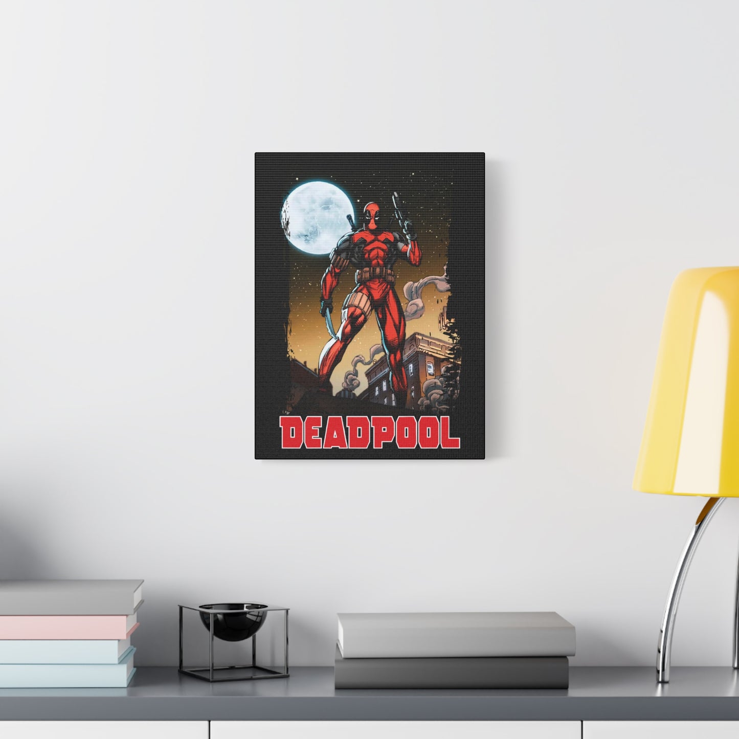 Comic Book Moonlight Rooftop Wall Art - Matte Canvas, Stretched, 1.25"