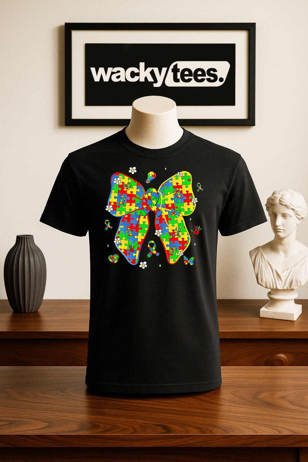 Autism Awareness Ribbon Graphic Tee Shirt