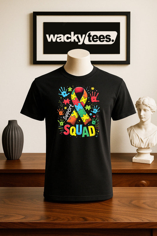 Autism Awareness Support Squad Graphic Tee Shirt