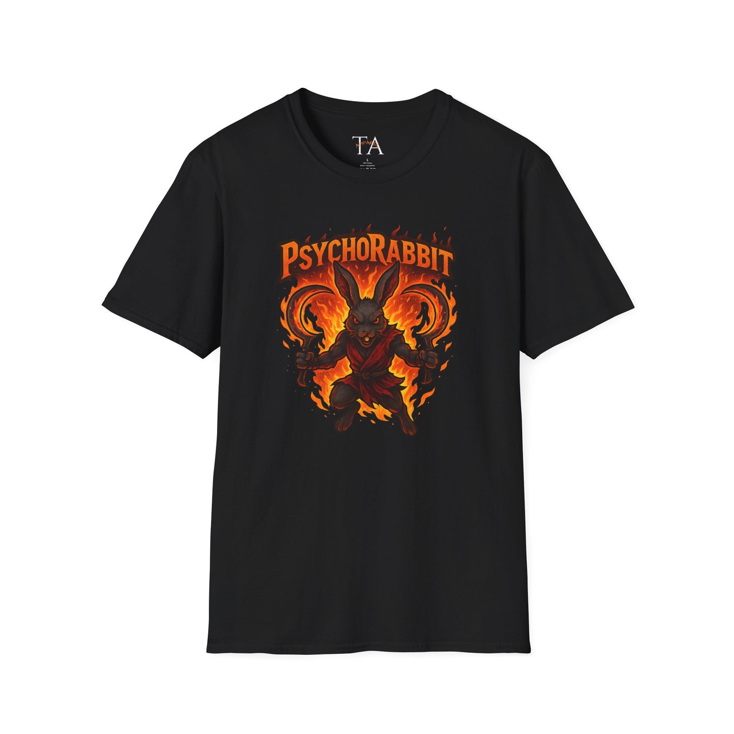 Psychorabbit Graphic Tee | Unisex Softstyle T-Shirt for Anime Fans and Gamers