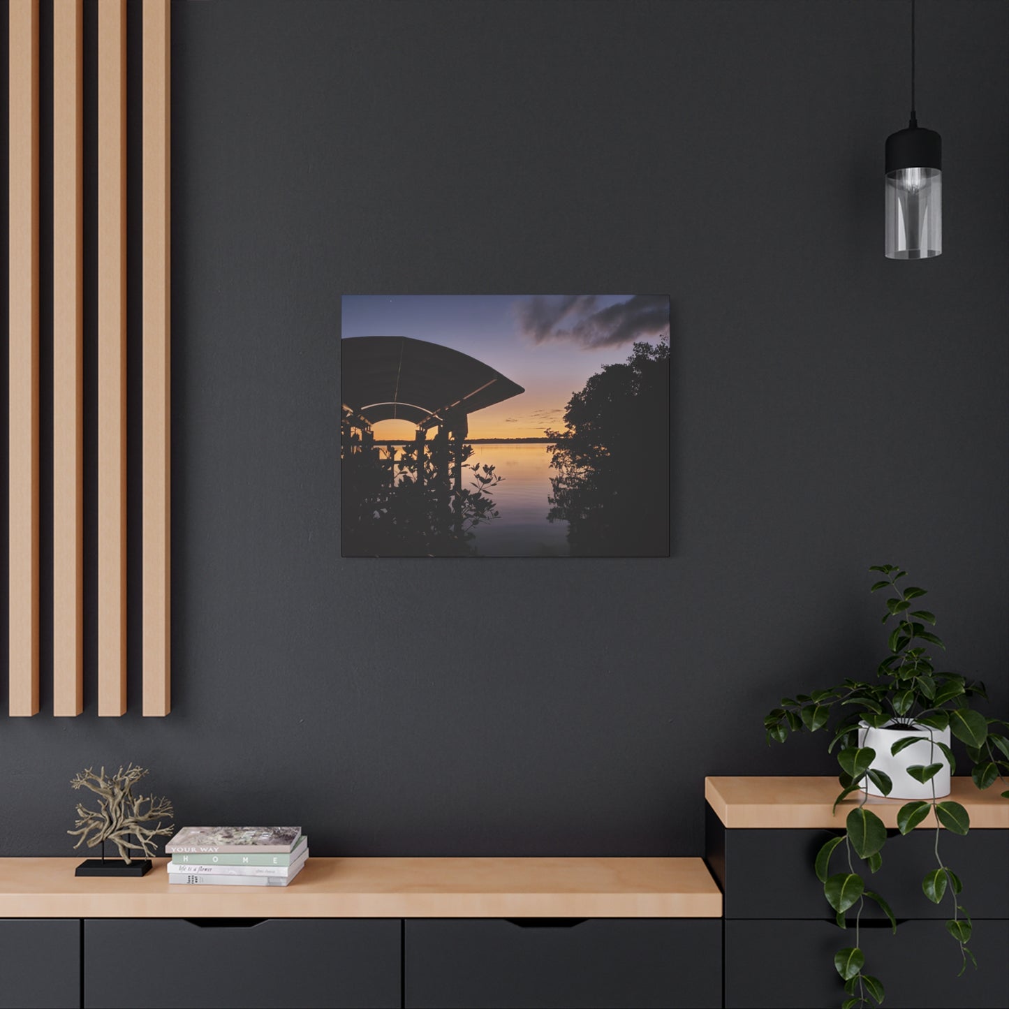 Serene and Vibrant Sunset on the River - Canvas Wal Art
