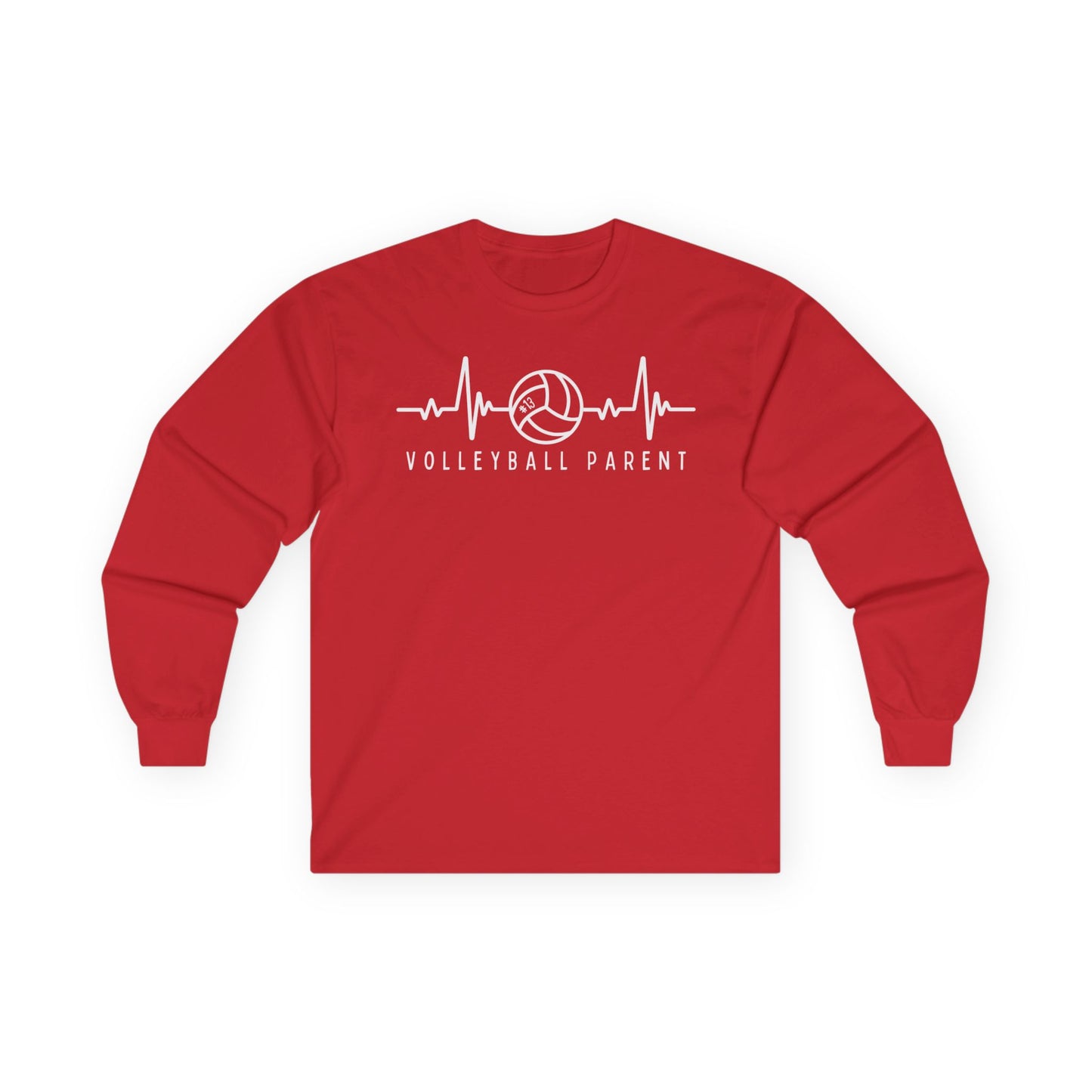 Volleyball Heartbeat Long Sleeve Tee #13, Quality Cotton Shirt, Parent Gift, Volleyball Fan Apparel, Sports Lover Top