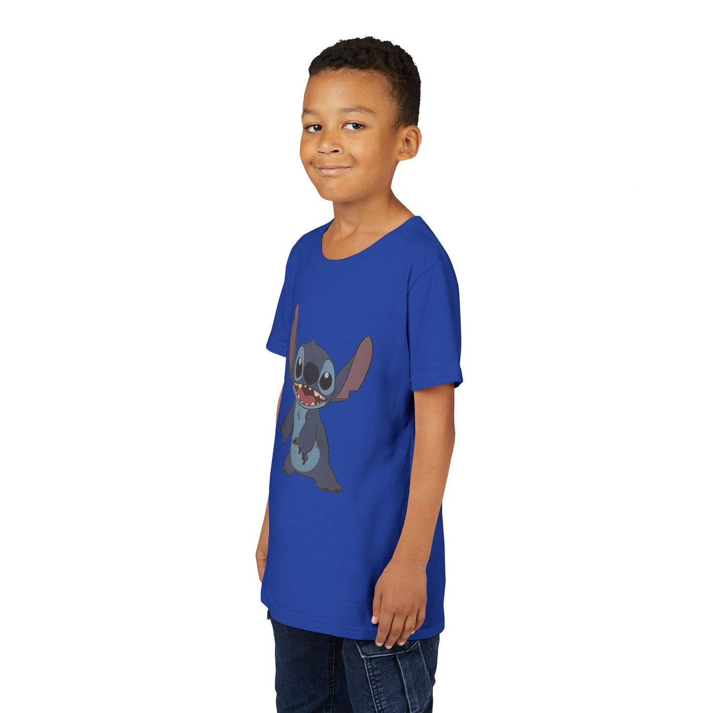 Kids Short Sleeve Tee with Stitch, Cute Kids Tee, Fun Gift for Boys & Girls, Birthday Gift, Summer Wear, Kids' Fashion