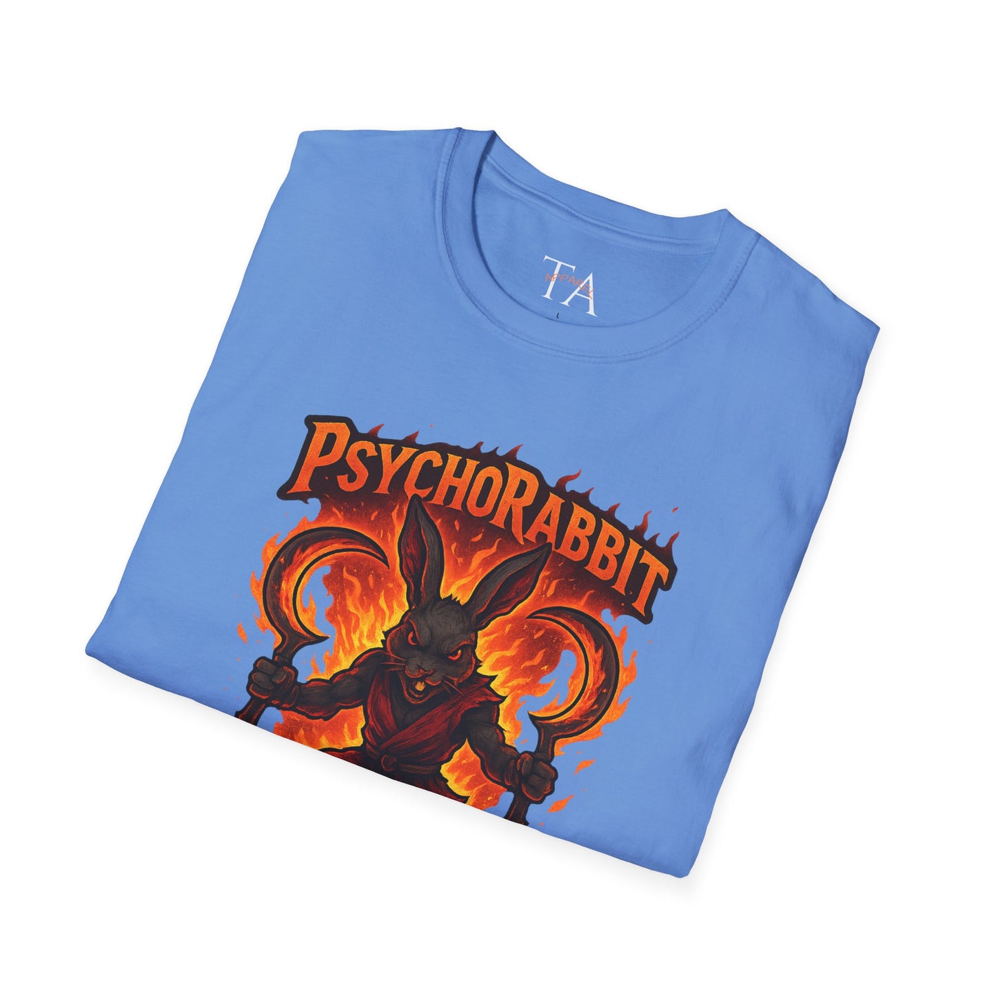 Psychorabbit Graphic Tee | Unisex Softstyle T-Shirt for Anime Fans and Gamers