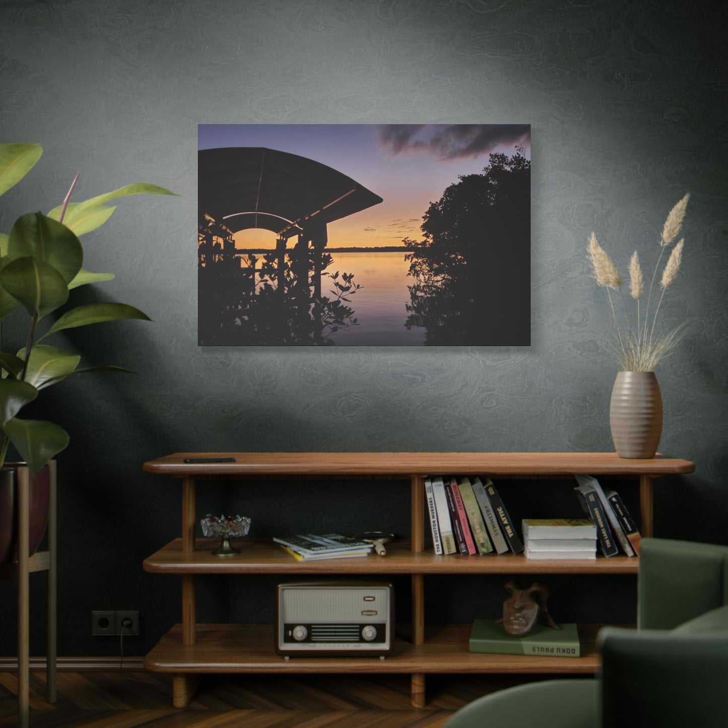 Serene and Vibrant Sunset on the River - Canvas Wal Art