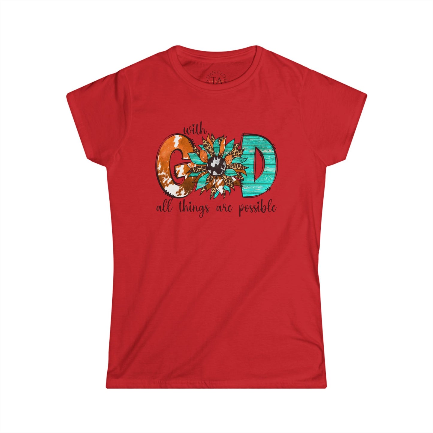 Women's Inspirational Softstyle Tee - "With God All Things Are Possible" - Faith Tee, Christian Shirt, Gift for Her, Uplifting [...]