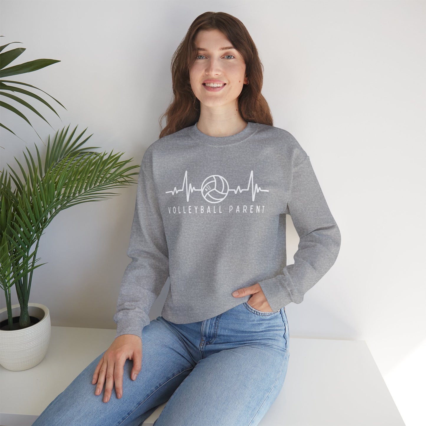 Volleyball Heartbeat Crewneck Sweatshirt #13, Quality Sweatshirt, Parent Gift, Volleyball Fan Apparel, Sports Lover Top
