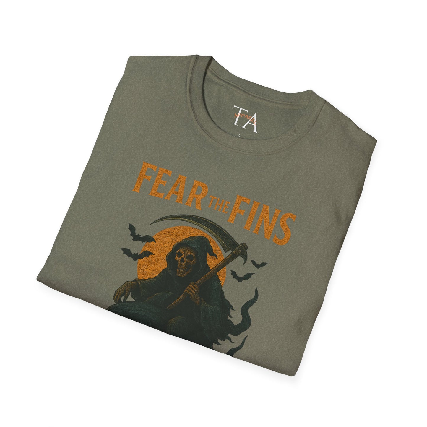 Miami Dolphins Halloween Unisex T-Shirt - Fear the Fins - Gifts for Ocean Lovers, Spooky Occasions, Casual Wear, Beach Parties, Horror Tee