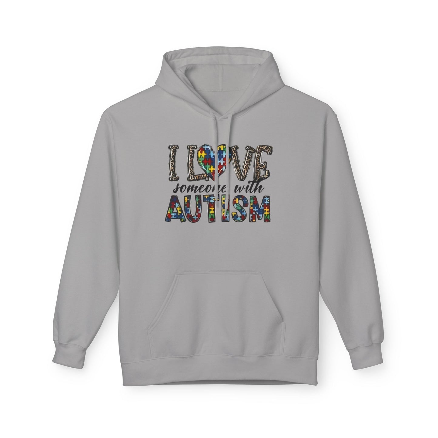 Autism Awareness Softstyle Hoodie - "I Love Someone With Autism" Puzzle Heart Design