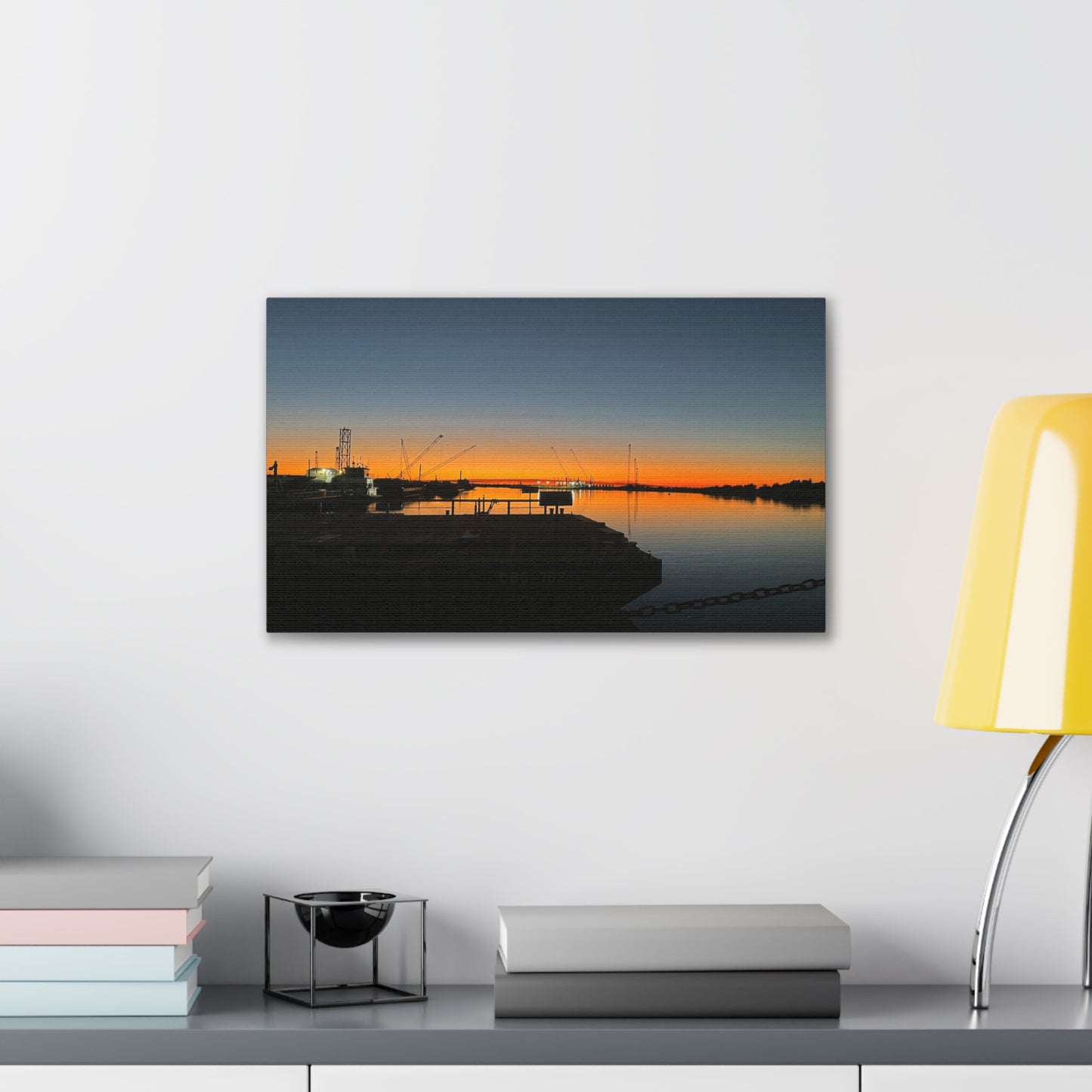 Sunset Harbor Canvas Wall Art — Stretched Canvas Print