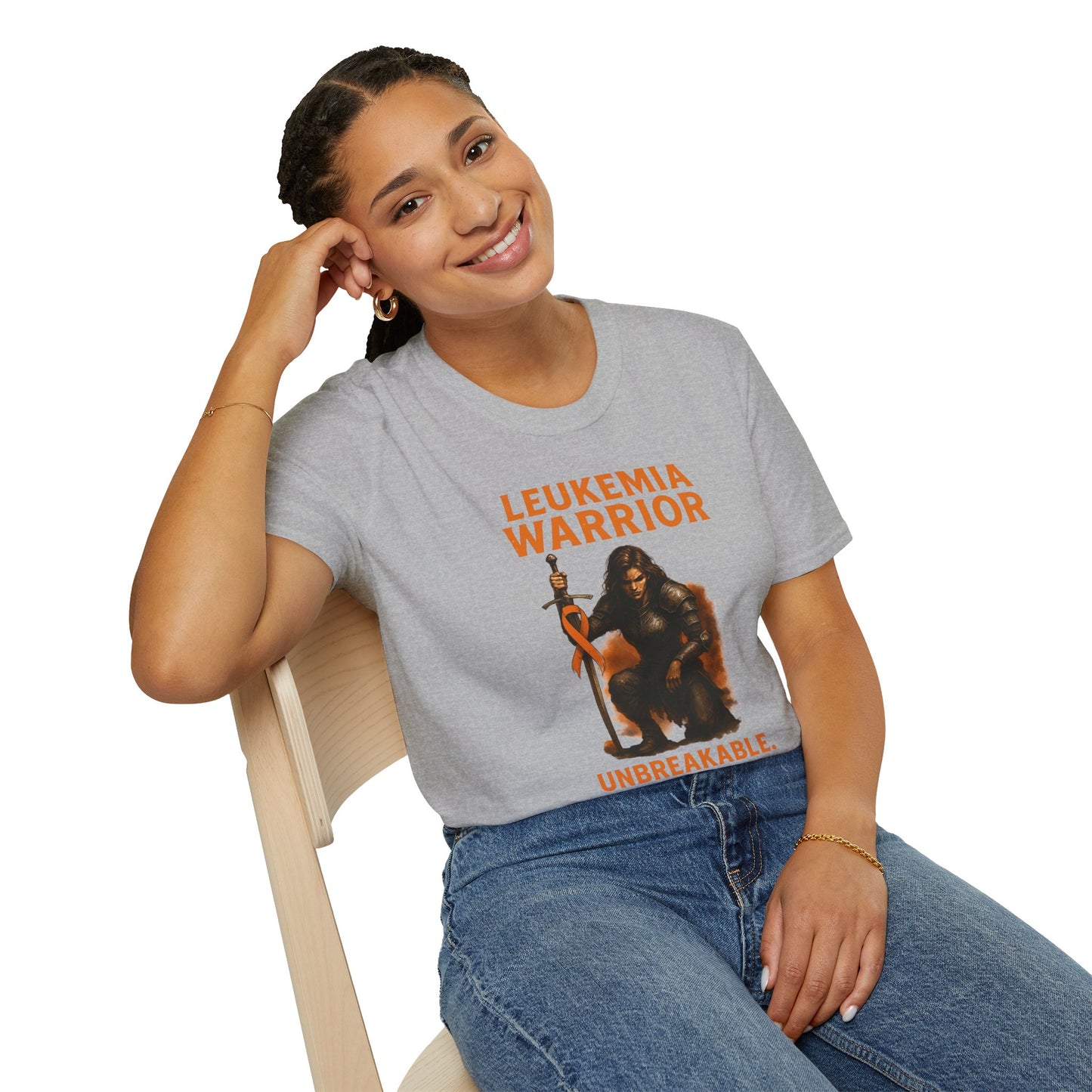 Leukemia Warrior T-Shirt - Unisex Softstyle Tee - Unbreakable, Unshakable, Unstoppable