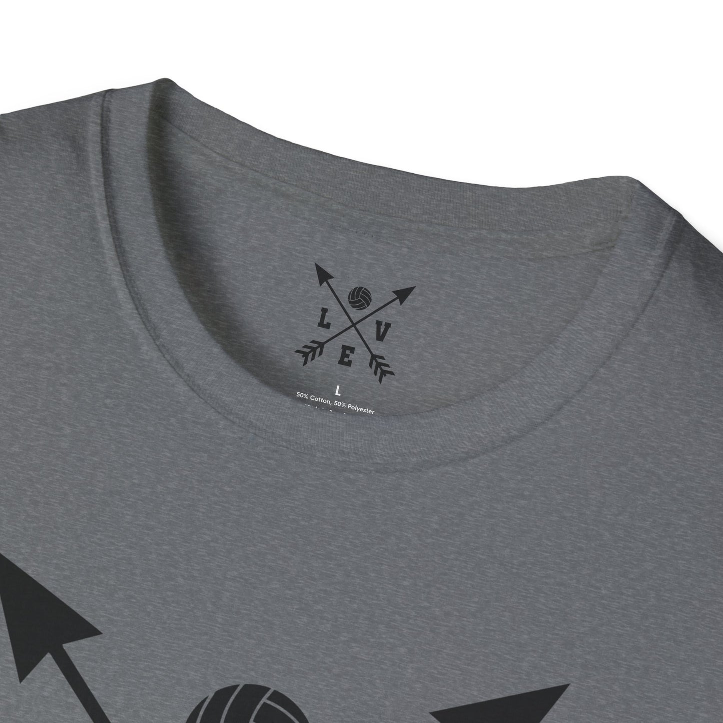 Love Volleyball Unisex T-Shirt | Sporty Tee, Gift for Athletes, Casual Wear, Heart and Arrow Design, Game Day Shirt