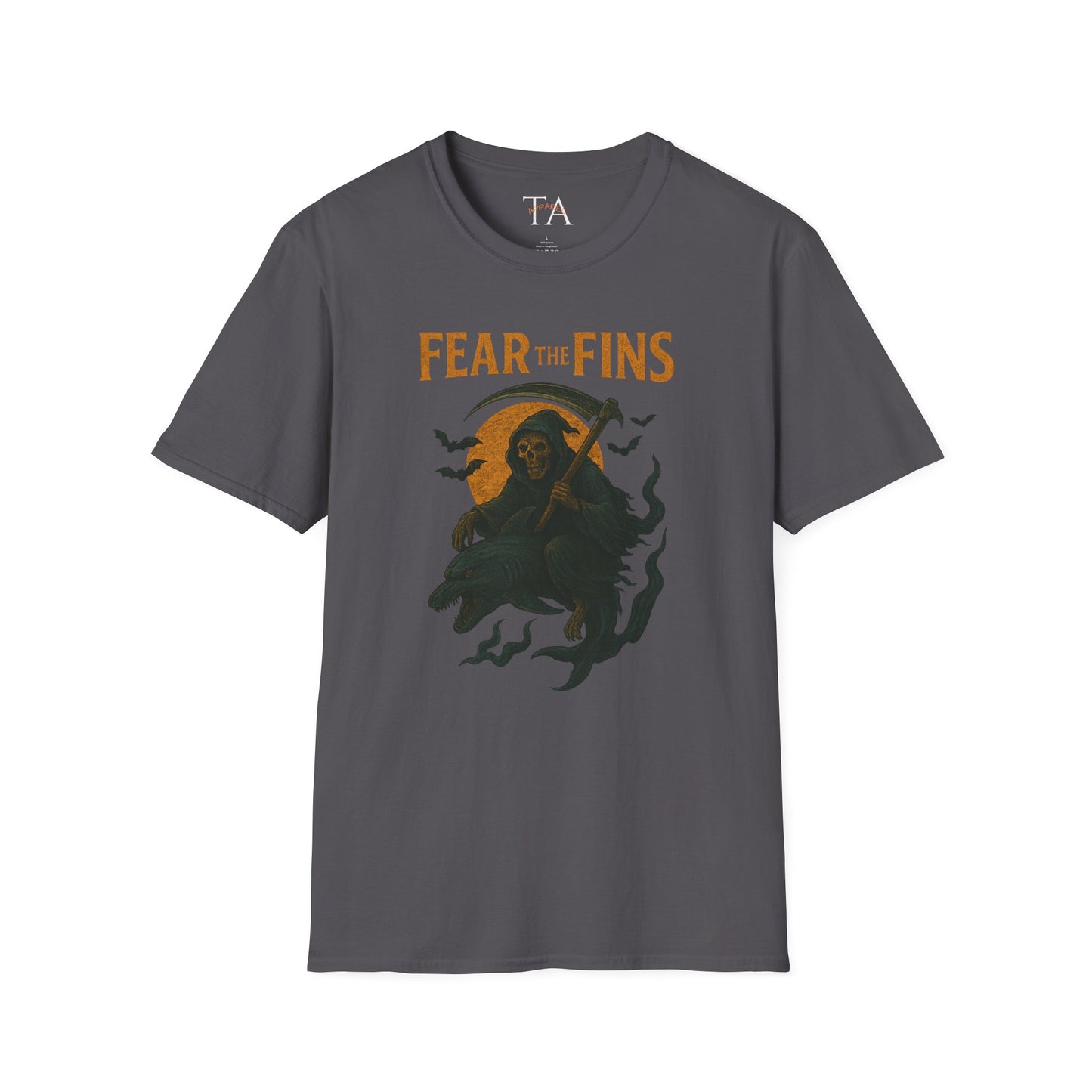 Miami Dolphins Halloween Unisex T-Shirt - Fear the Fins - Gifts for Ocean Lovers, Spooky Occasions, Casual Wear, Beach Parties, Horror Tee
