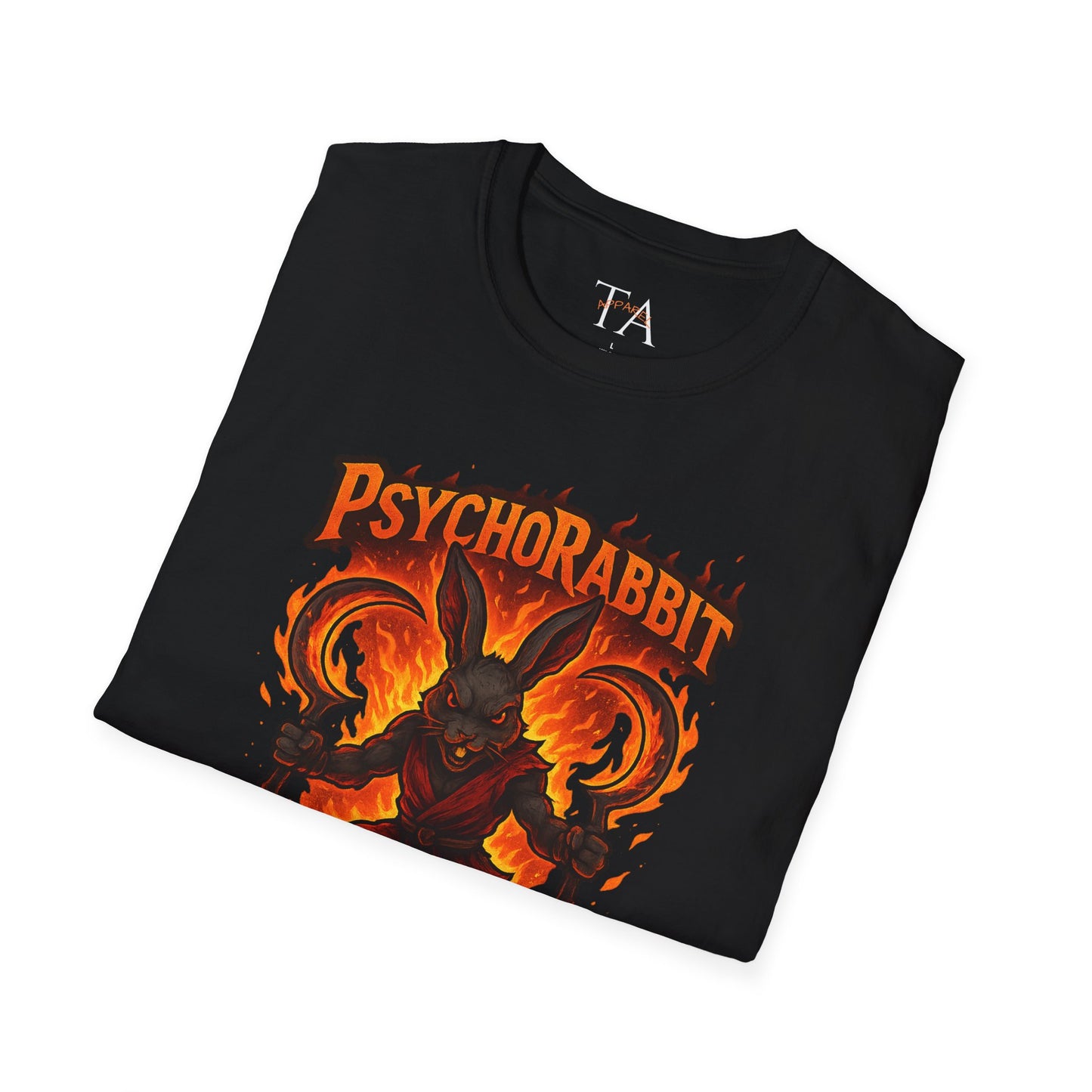 Psychorabbit Graphic Tee | Unisex Softstyle T-Shirt for Anime Fans and Gamers