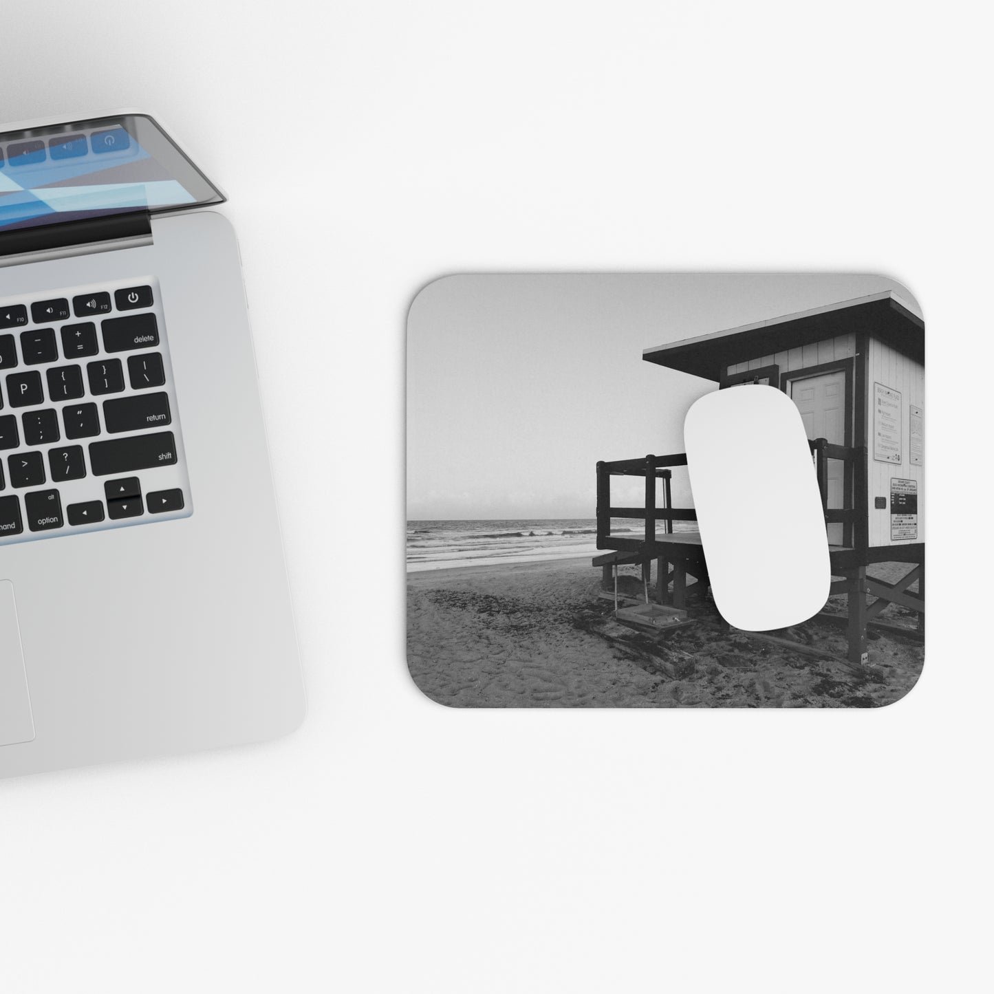 Rectangle Beach Day Mouse Pad, Relaxing Lifeguard Stand Design, Desk Decor, Coastal Office Accessory, Summer Vibes, Desk Pad